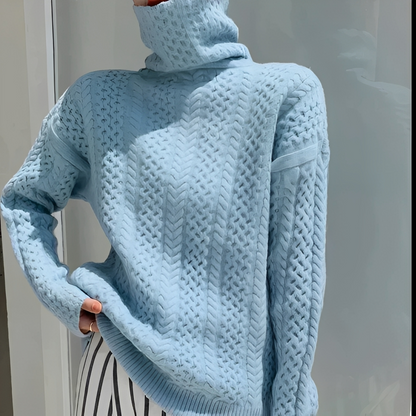 Hyacinth - Warm wool sweater with turtleneck for women