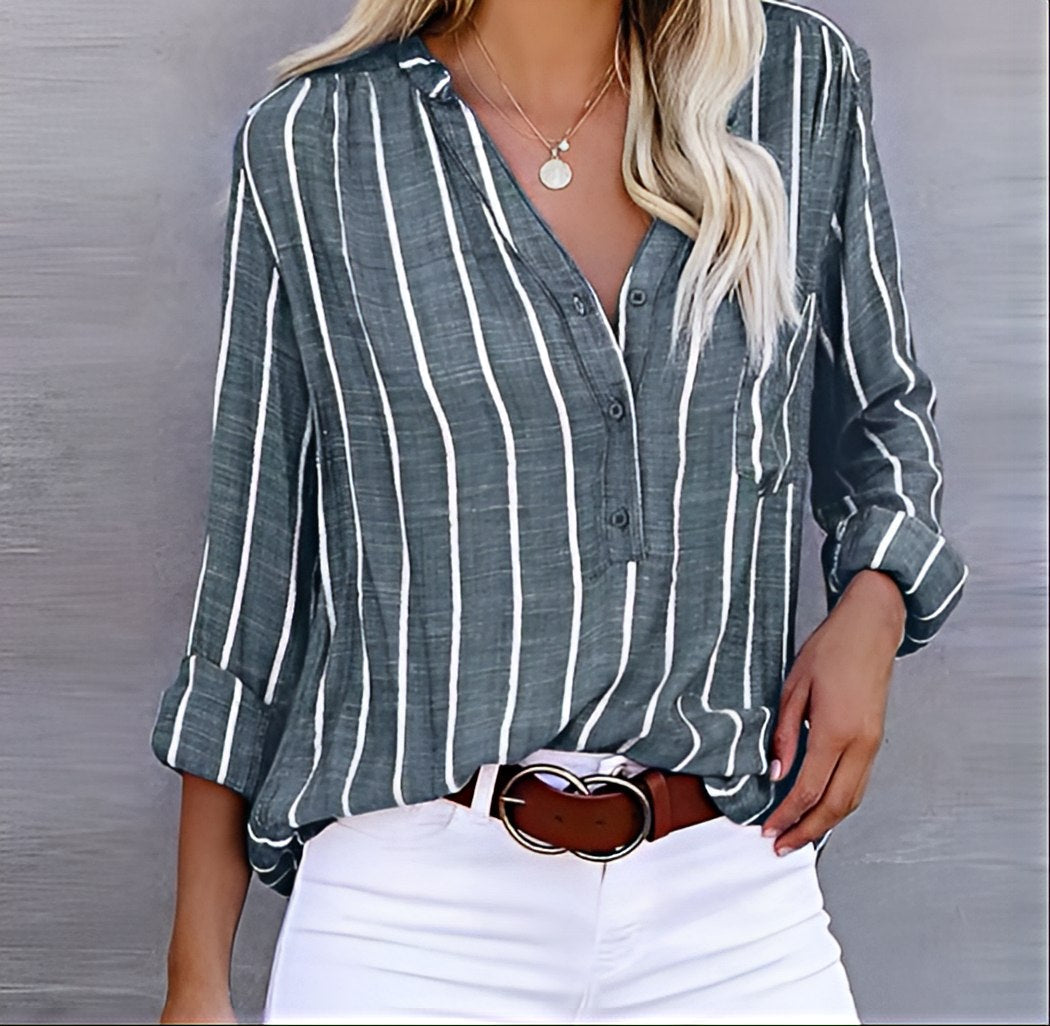 Ashley - Chemise ample à rayures avec boutons