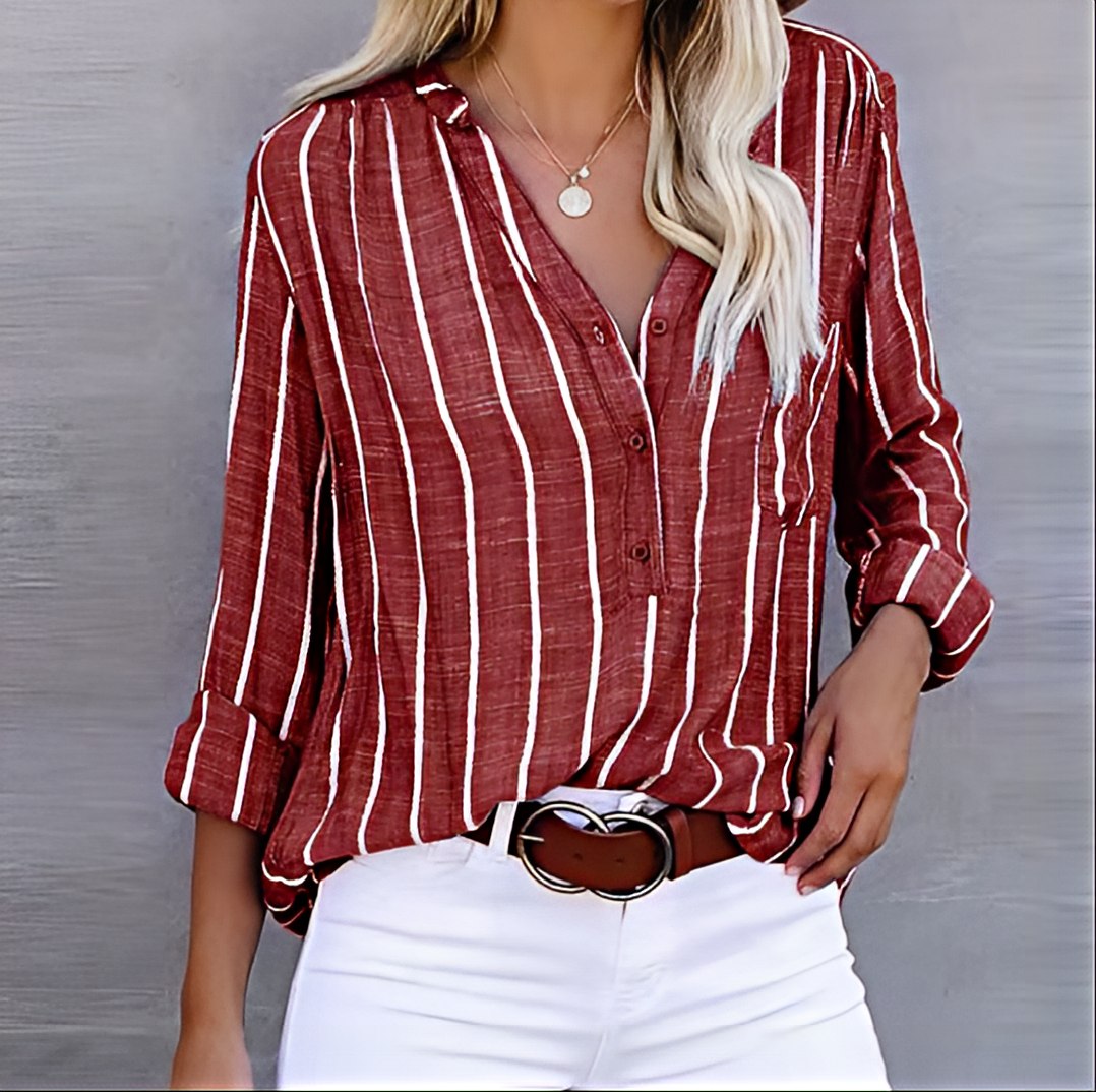 Ashley - Chemise ample à rayures avec boutons