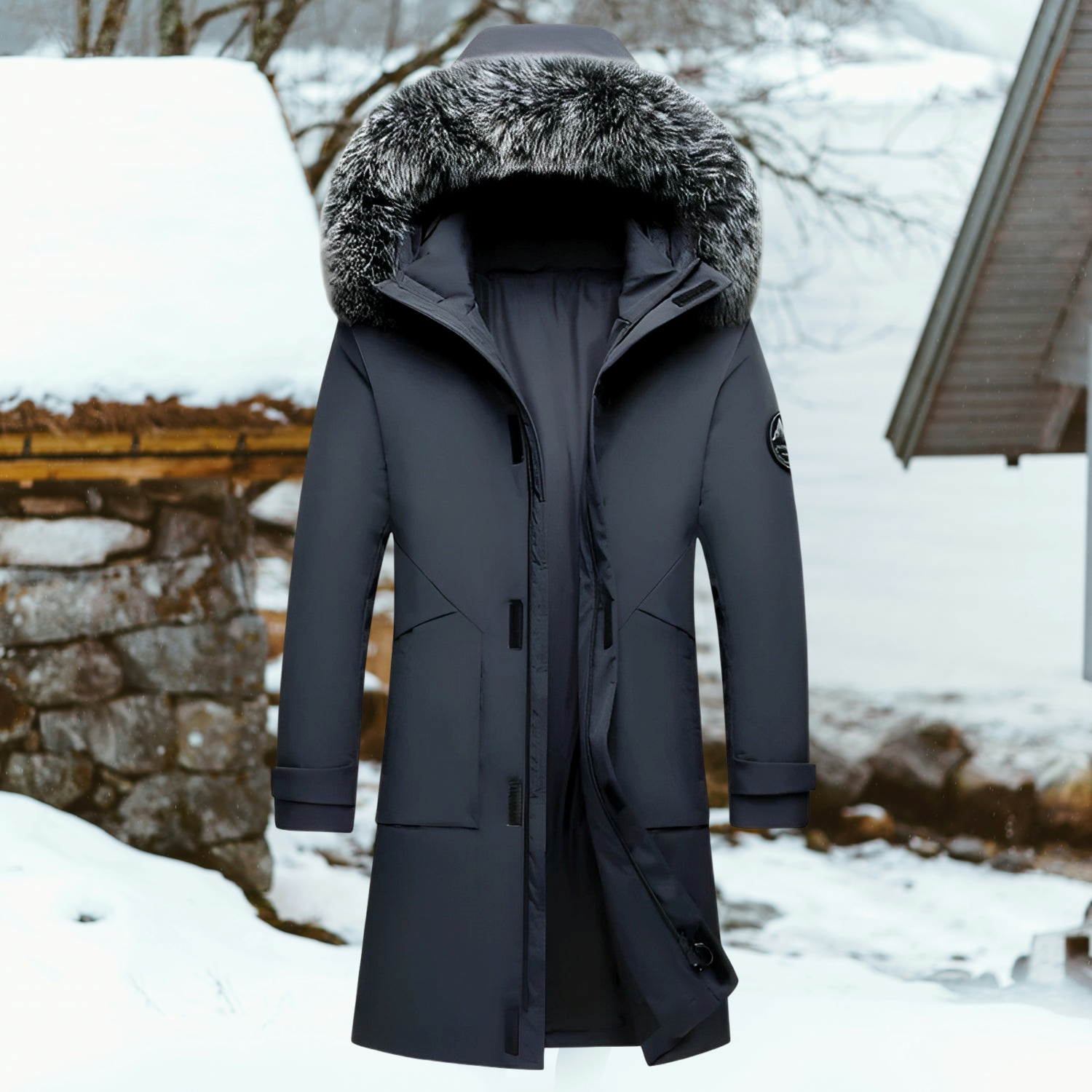 Aik - Veste d'hiver avec capuche et col en fausse fourrure