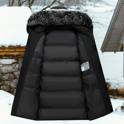 Aik - Veste d'hiver avec capuche et col en fausse fourrure