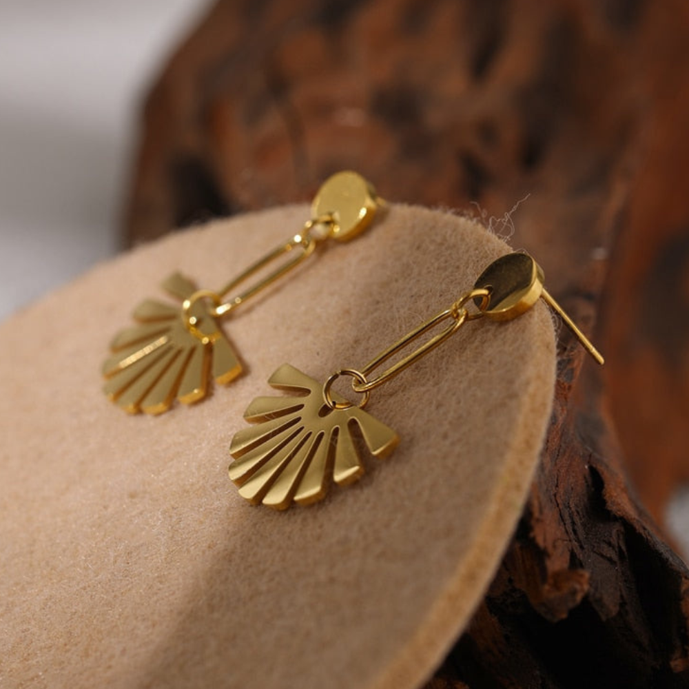 Boucles d'oreilles en goutte florale - Boucles d'oreilles en forme d'éventail