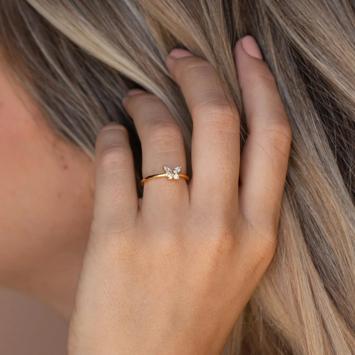 Papillon en diamant - Bague de papillon délicate