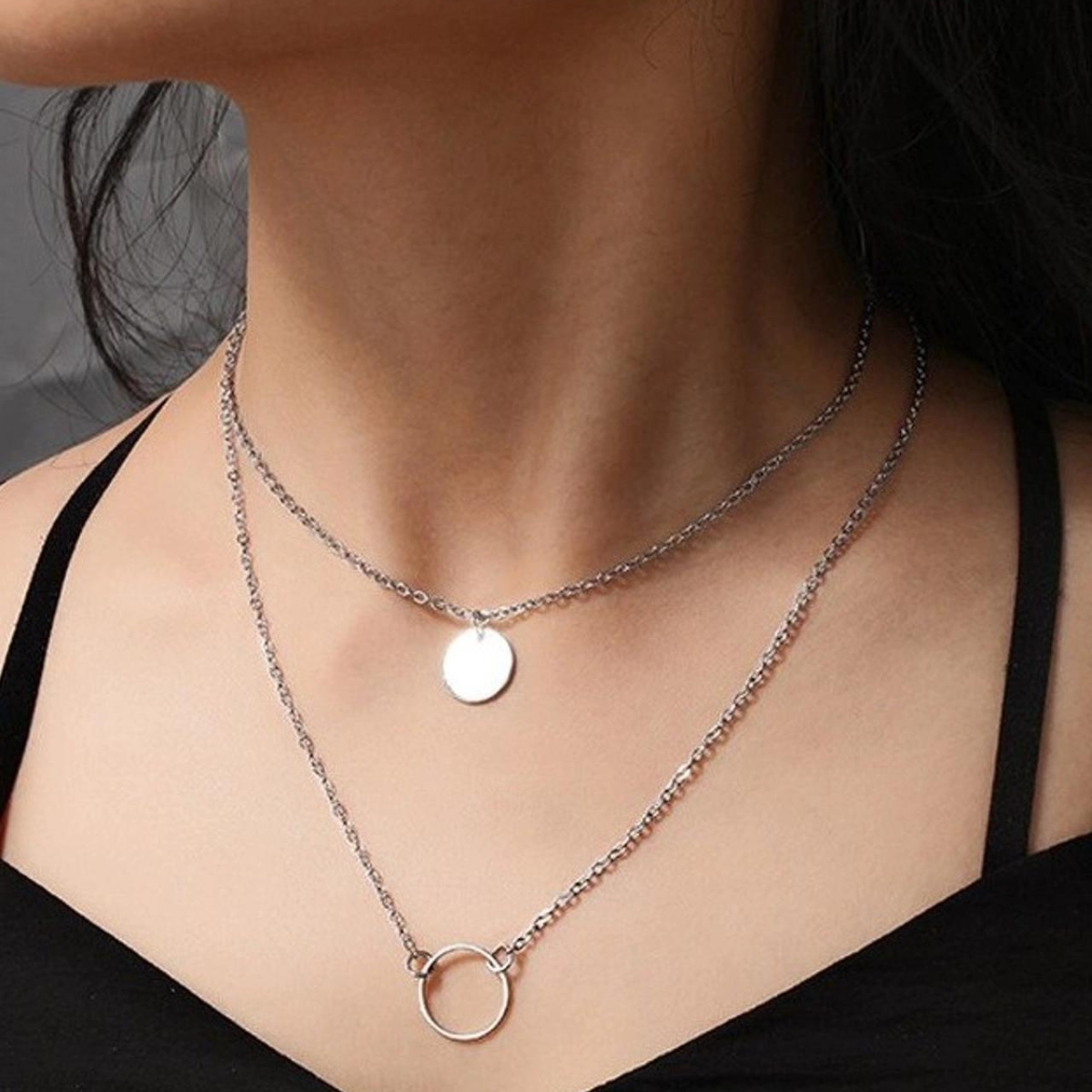 Pendentif Rond - Collier Multicouche