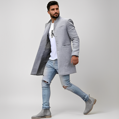 Darious - Trench-coat long en laine chaud pour homme