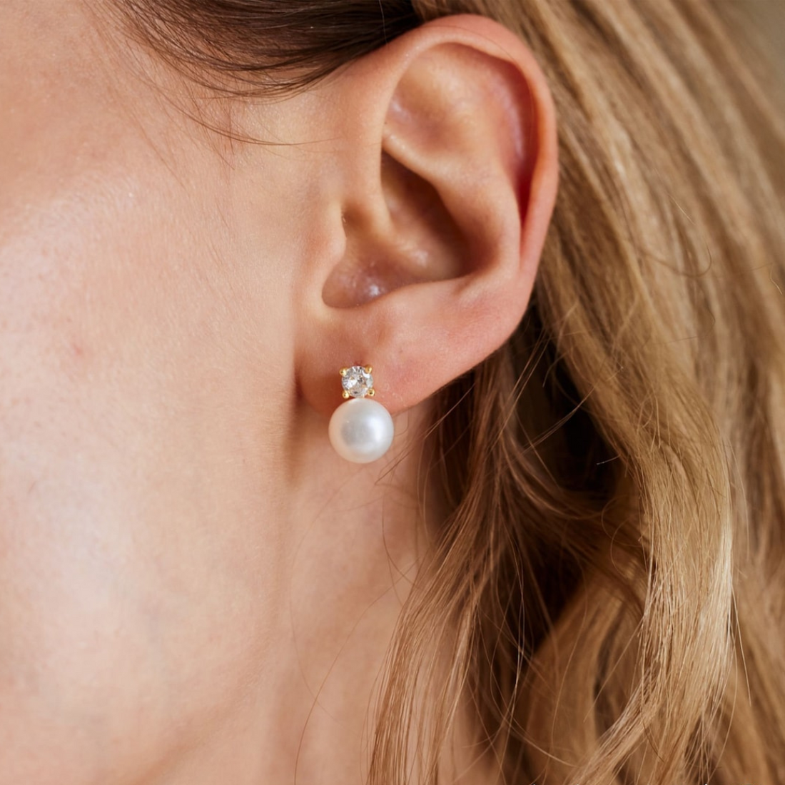 Boucles d'Oreilles de perles - Boucles d'Oreilles délicates en CZ
