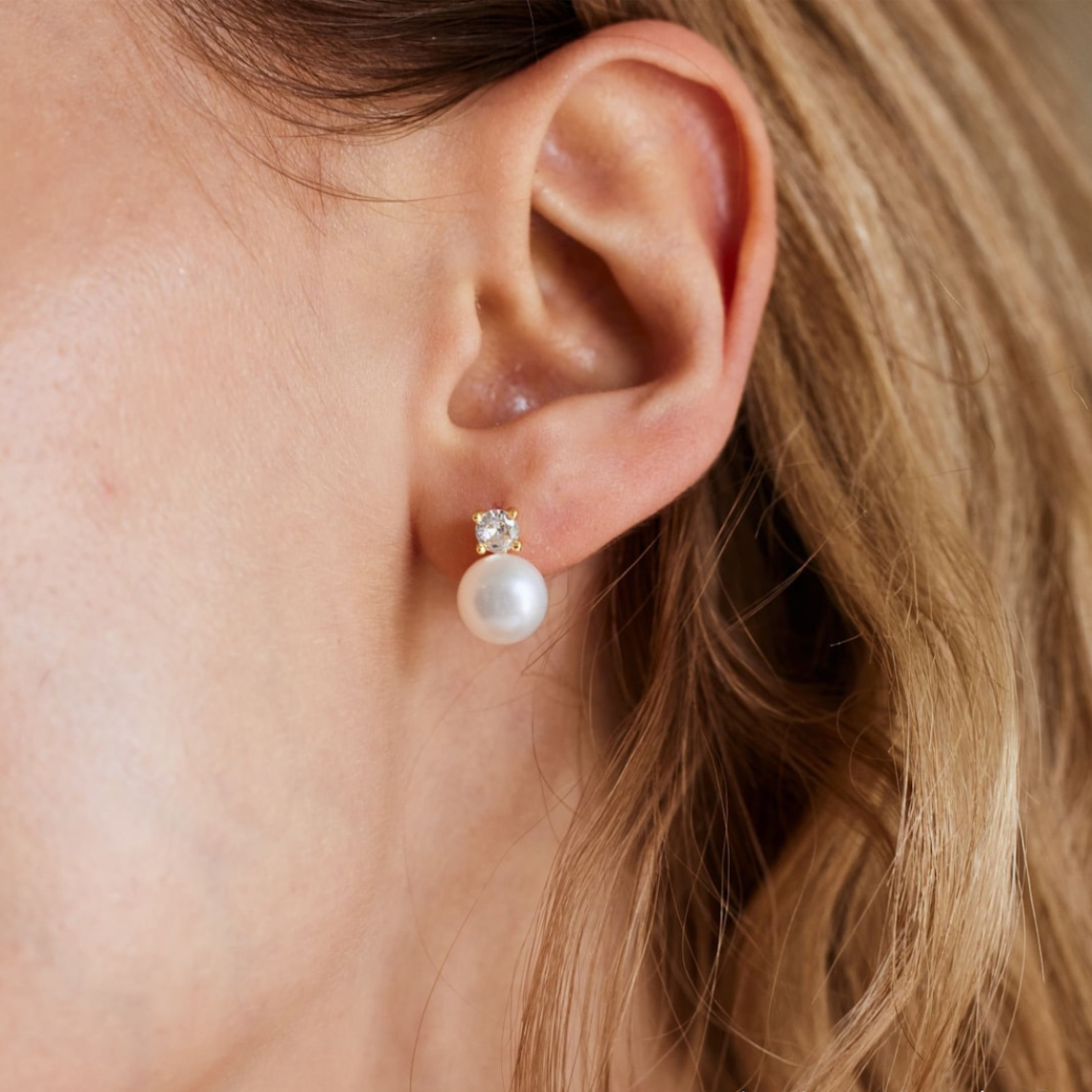 Boucles d'Oreilles de perles - Boucles d'Oreilles délicates en CZ