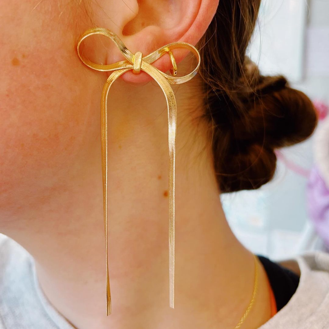 Boucles d'oreilles longues avec franges - Boucles d'oreilles Ribbon