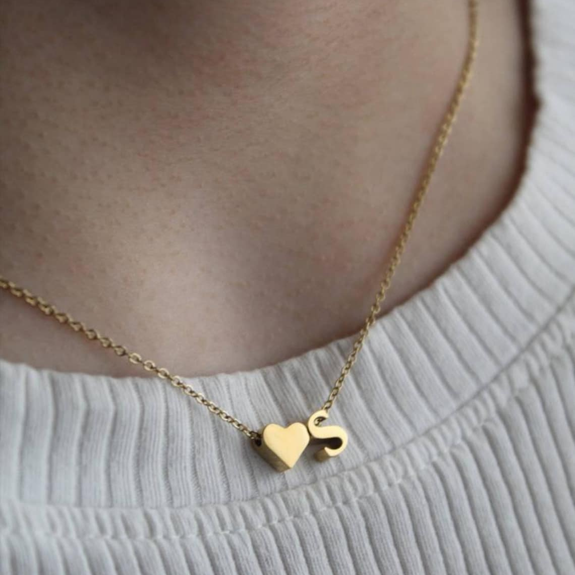 Collier avec initiales en forme de cœur - Cœur de lettre personnalisé