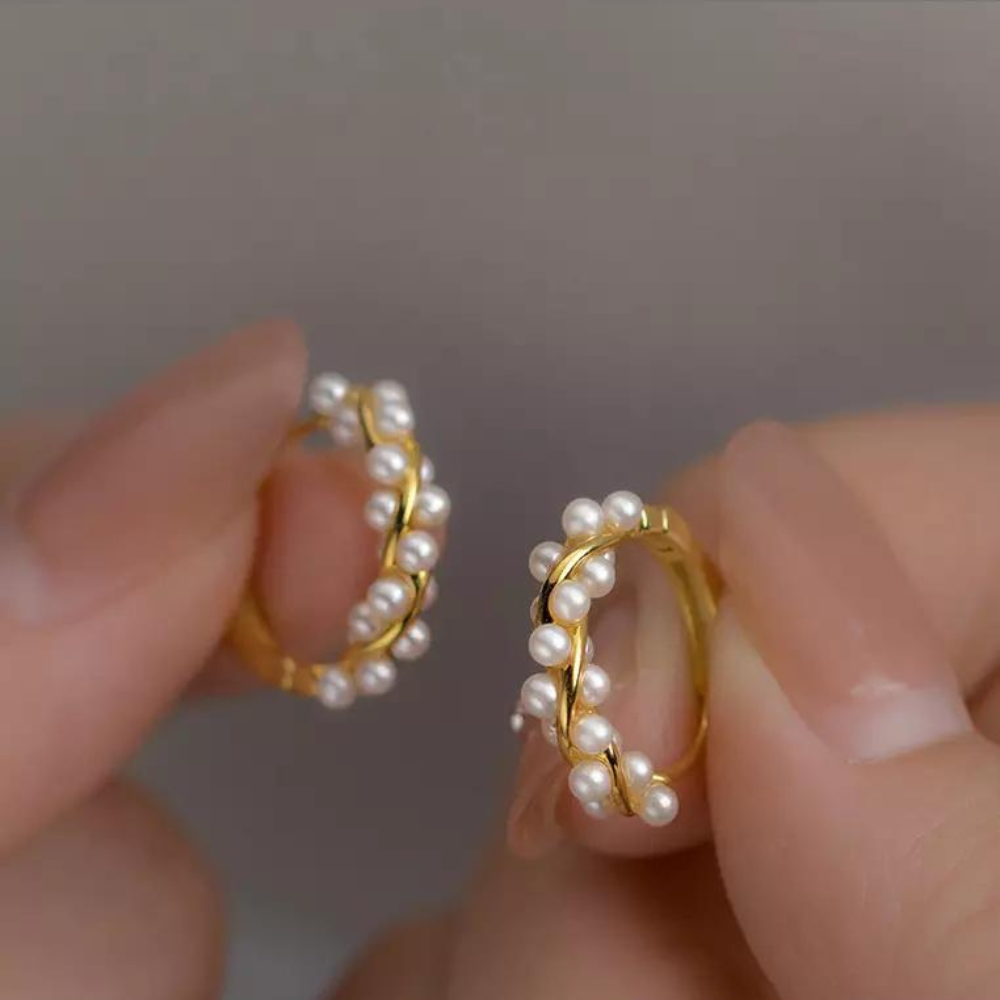Boucles d'oreilles en perles synthétiques - Boucles d'oreilles élégantes en perles