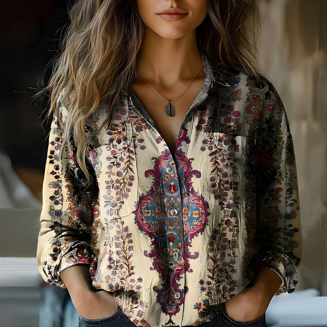 Roselyne - Blouse ample à motif chic pour femmes