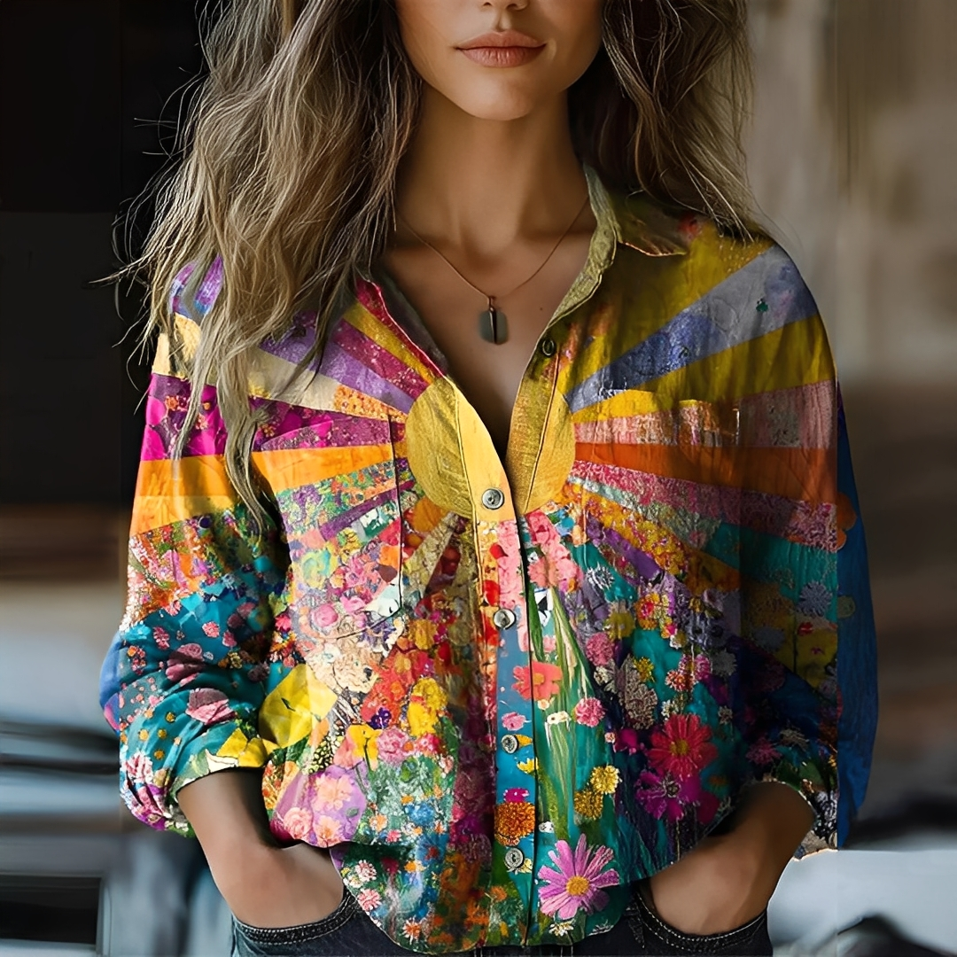 Roselyne - Blouse ample à motif chic pour femmes