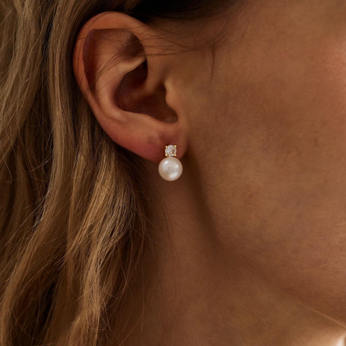 Boucles d'Oreilles de perles - Boucles d'Oreilles délicates en CZ
