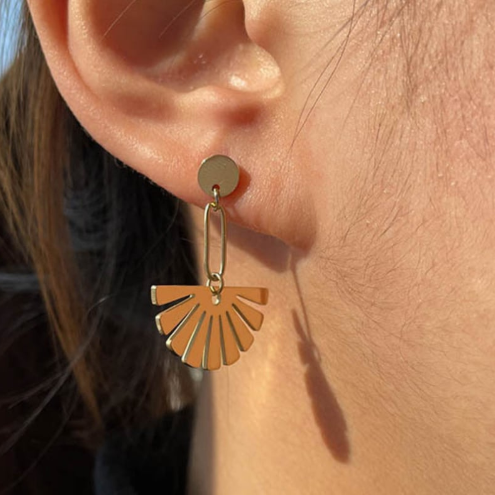 Boucles d'oreilles en goutte florale - Boucles d'oreilles en forme d'éventail