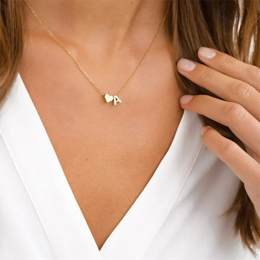 Collier avec initiales en forme de cœur - Cœur de lettre personnalisé