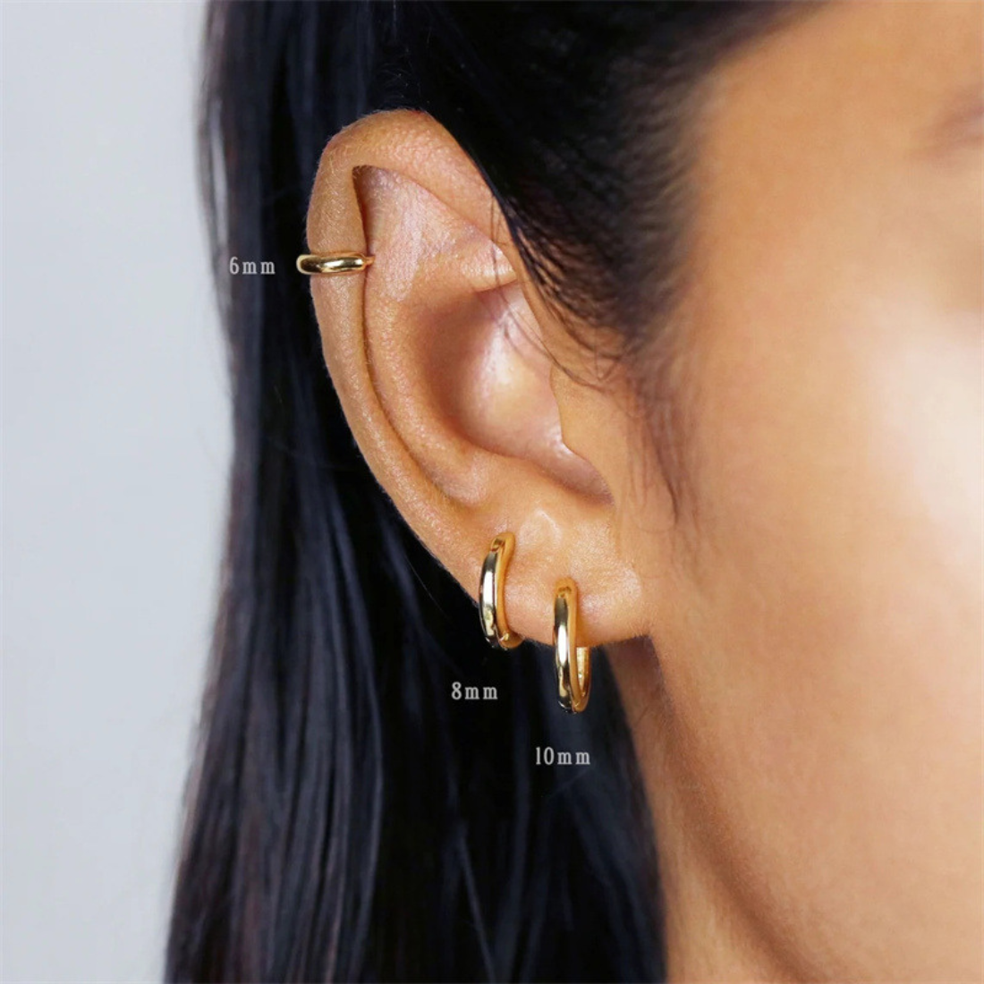 Boucles d'oreilles Huggie en or - 7 pièces d'anneaux