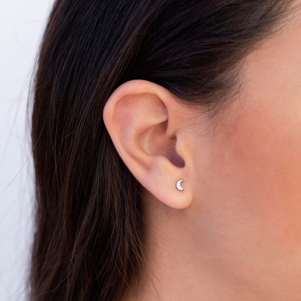 Boucles d'oreilles lune - Boucles d'oreilles lune minuscules