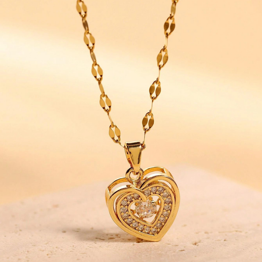 Pendentif Cœur d'Amour - Collier Double Couche