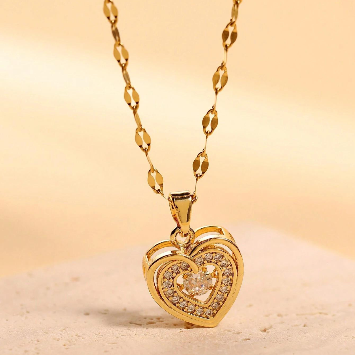 Pendentif Cœur d'Amour - Collier Double Couche