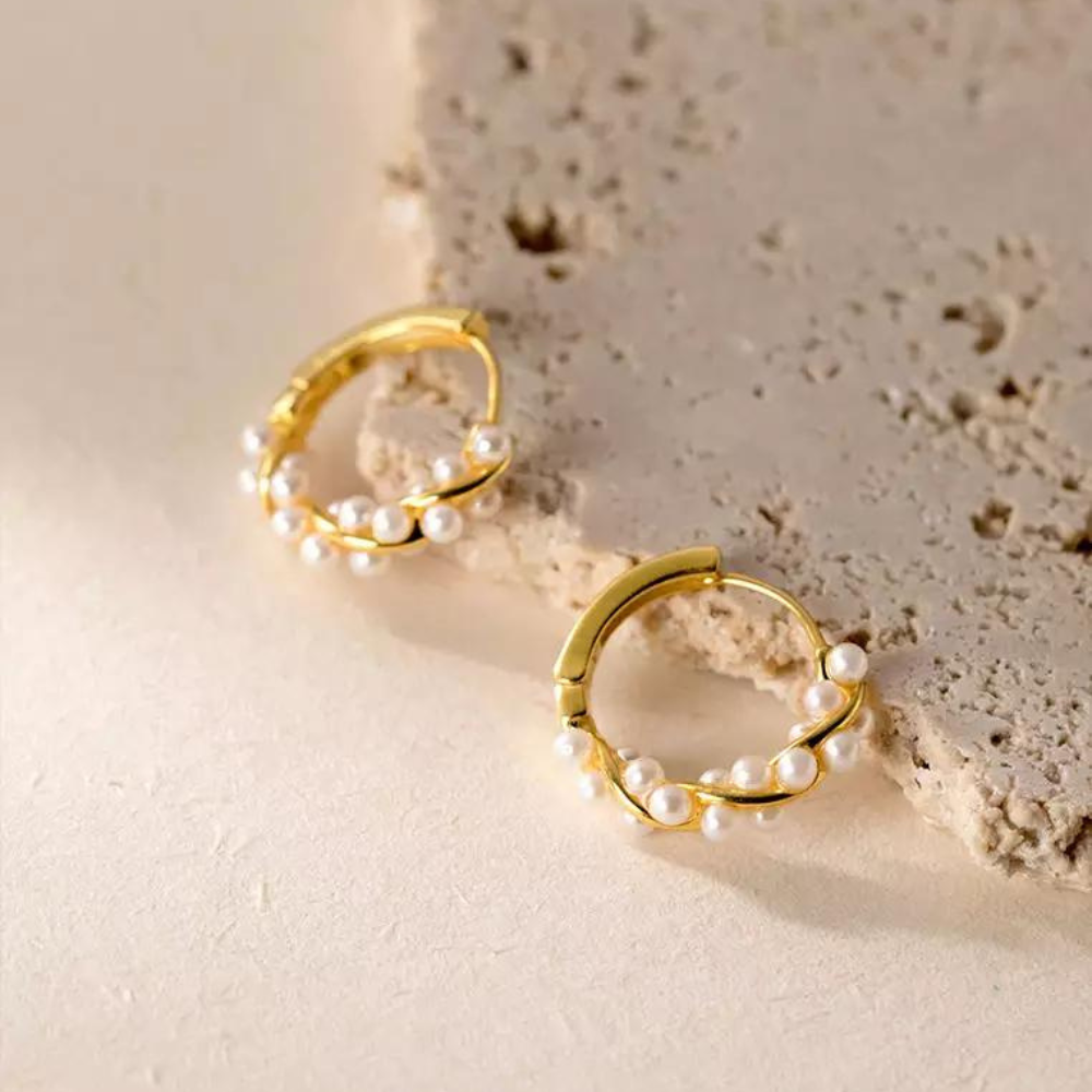 Boucles d'oreilles en perles synthétiques - Boucles d'oreilles élégantes en perles