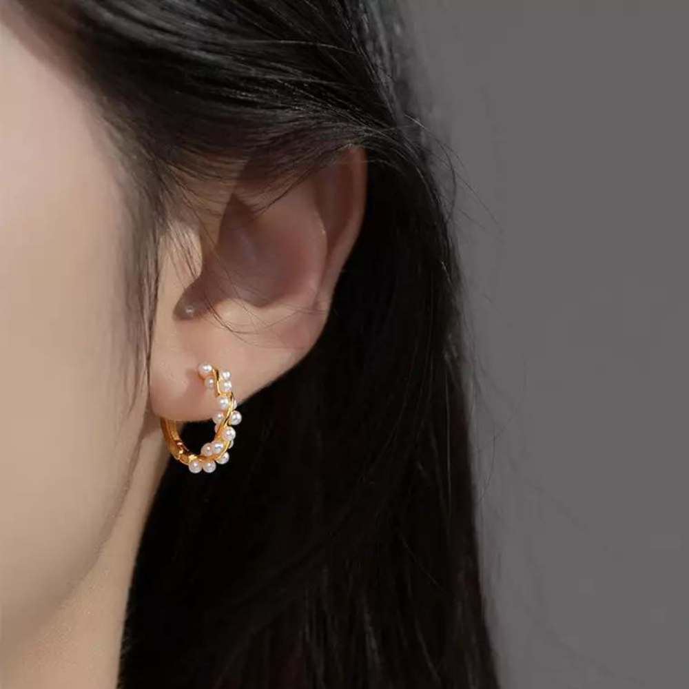 Boucles d'oreilles en perles synthétiques - Boucles d'oreilles élégantes en perles