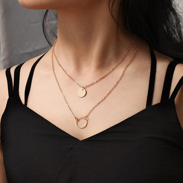 Pendentif Rond - Collier Multicouche