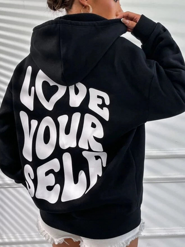Lovely - Sweat à capuche en coton avec message