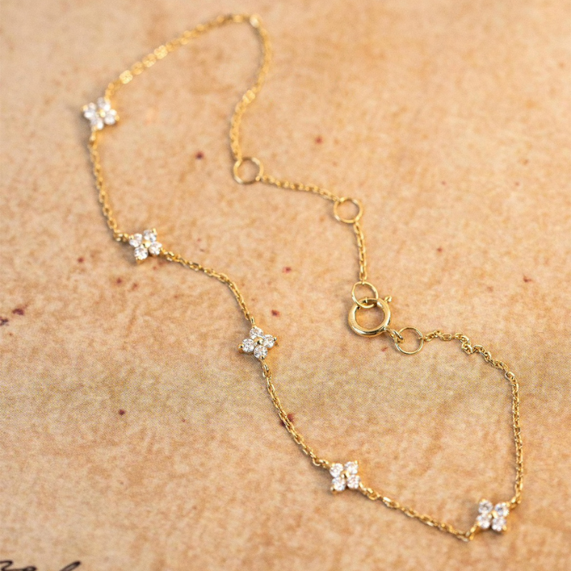 Bracelet de Fleurs de Zircon - Bracelet Minimaliste