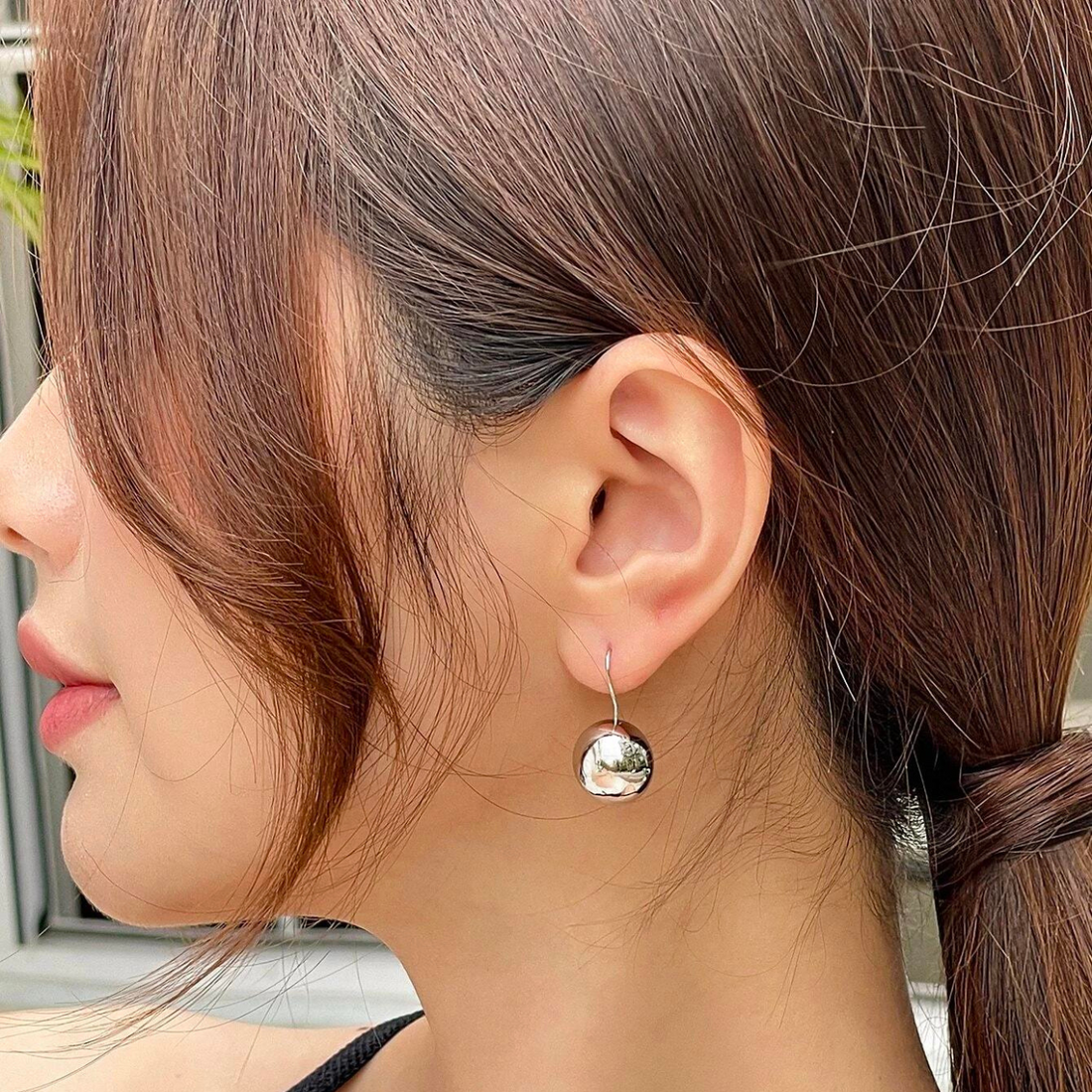 Boucles d'oreilles boule - Crochets d'oreilles ronds brillants