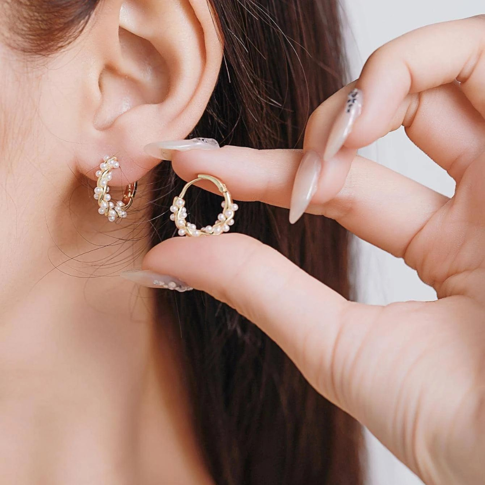 Boucles d'oreilles en perles synthétiques - Boucles d'oreilles élégantes en perles
