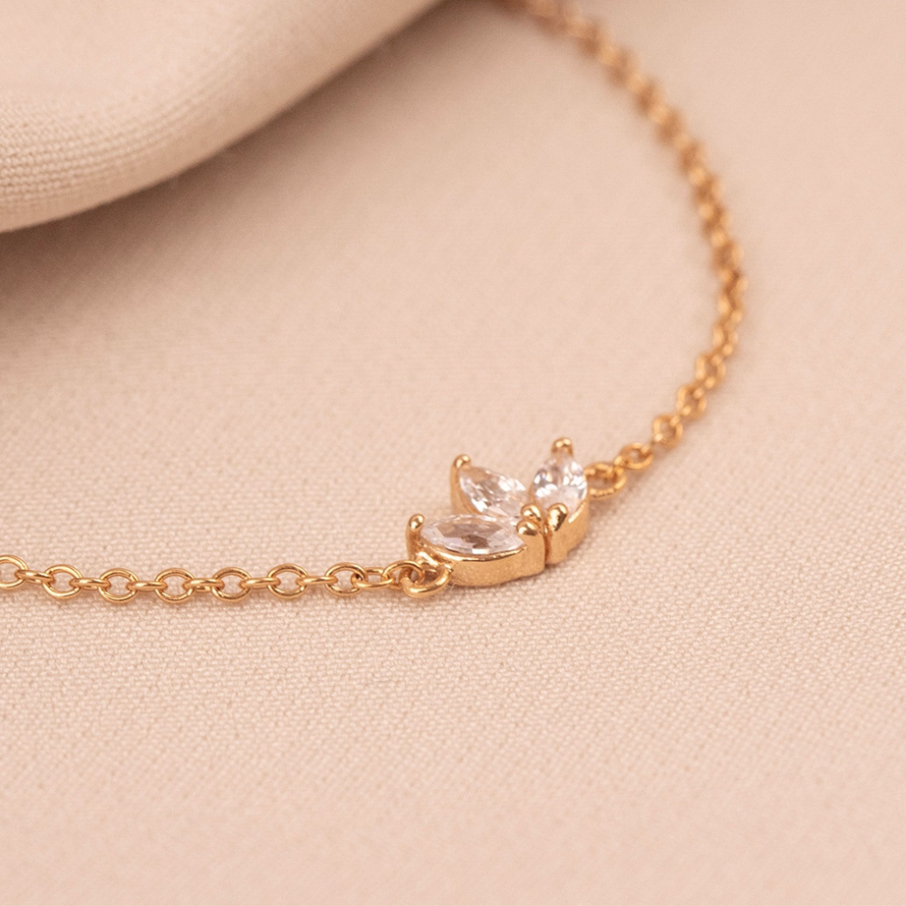 Trois fleurs de zircon - Bracelet en chaîne