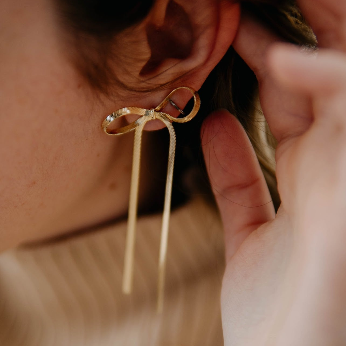 Boucles d'oreilles longues avec franges - Boucles d'oreilles Ribbon