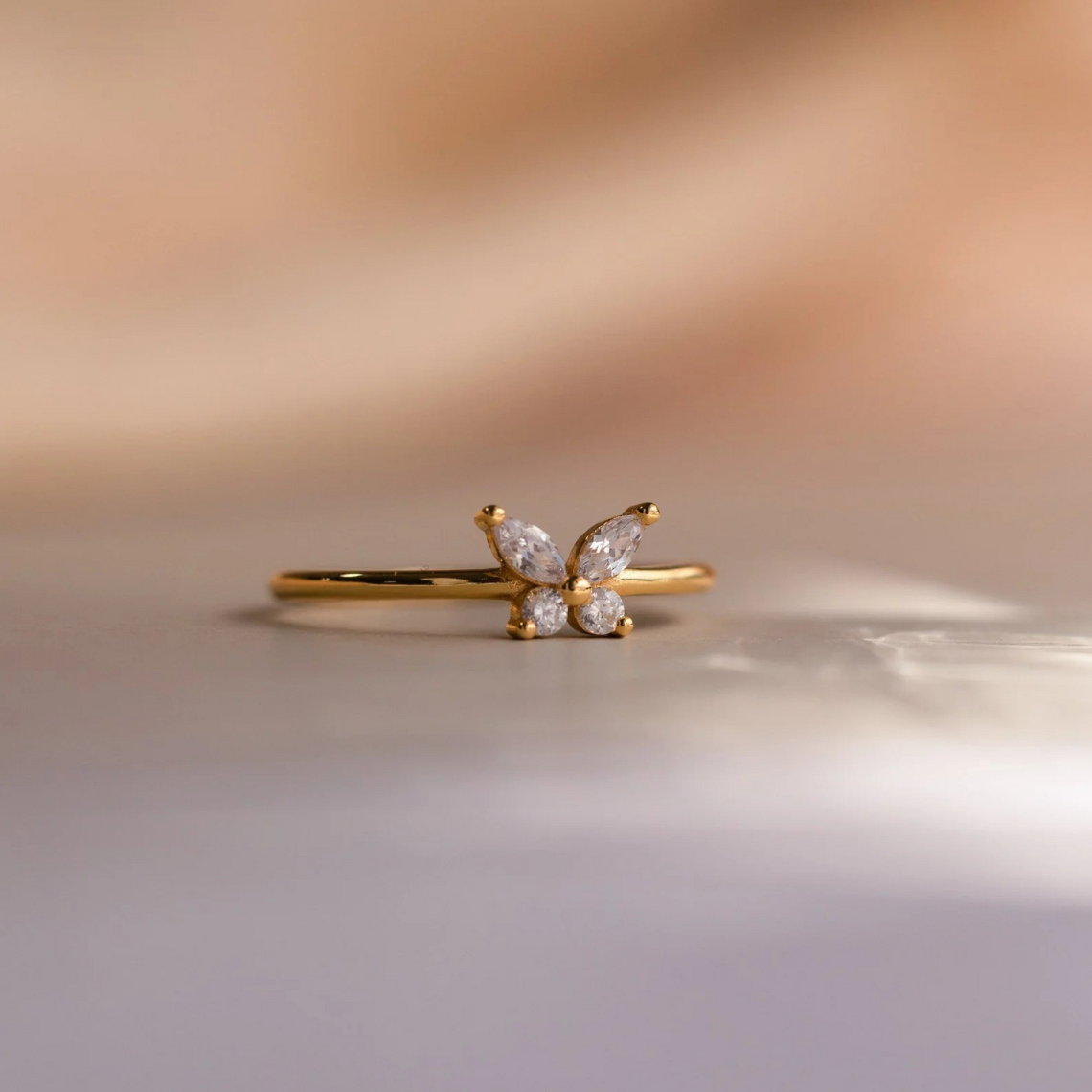 Papillon en diamant - Bague de papillon délicate