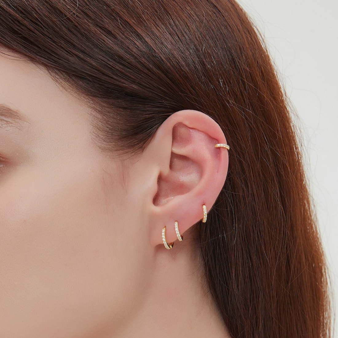 Ensemble de bagues CZ minimalistes - Boucles d'oreilles Huggie Hoop
