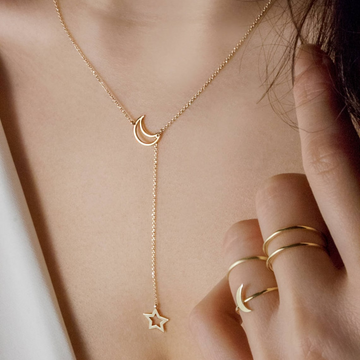 Lune et étoile - Collier style Lariat