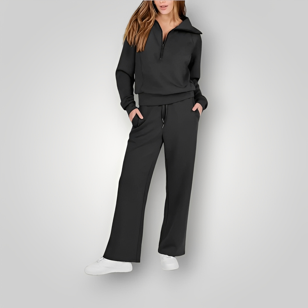 Jocilyn - Ensemble chaud en 2 pièces avec demi-zip pour femmes