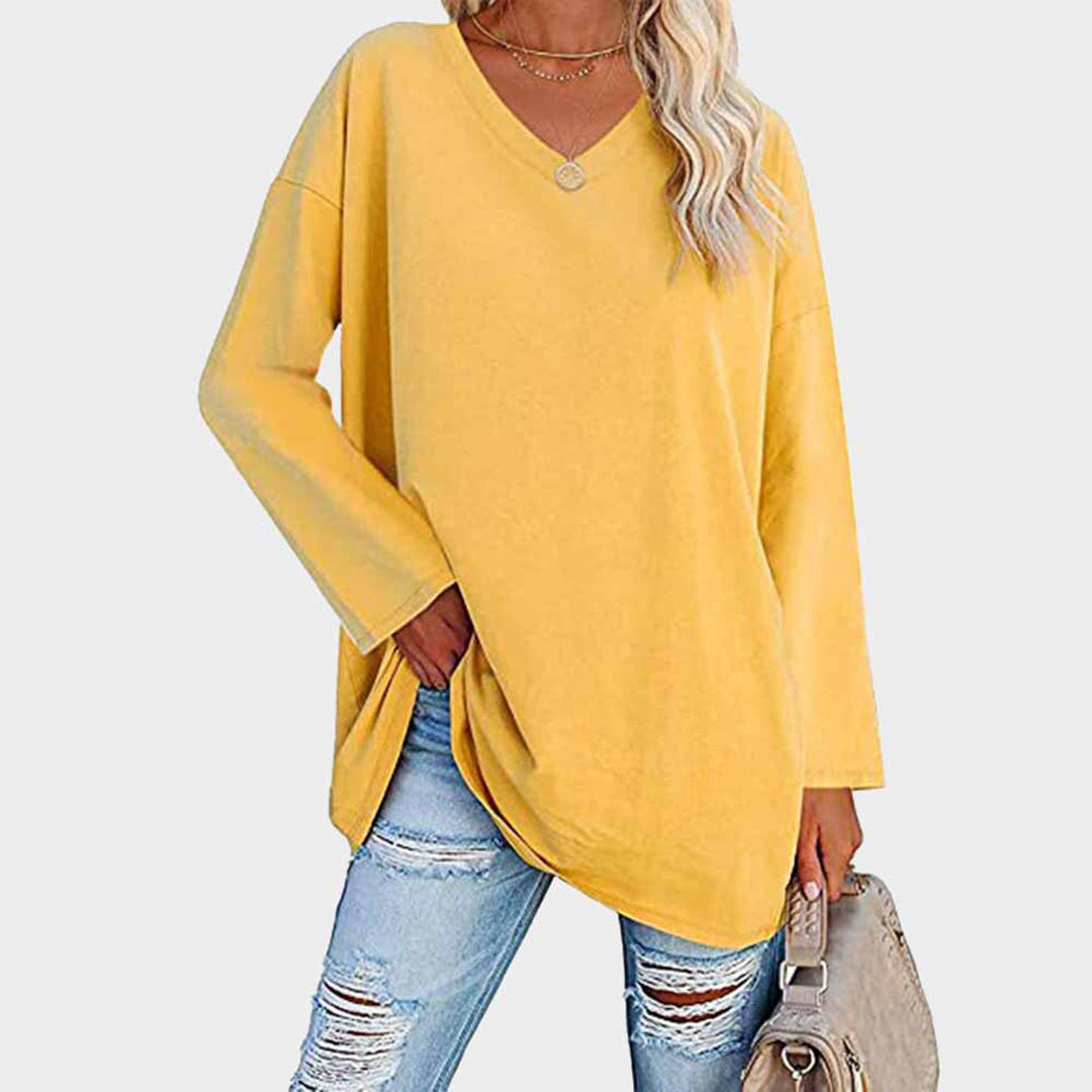Ania - Blouse chic à col en V et manches longues