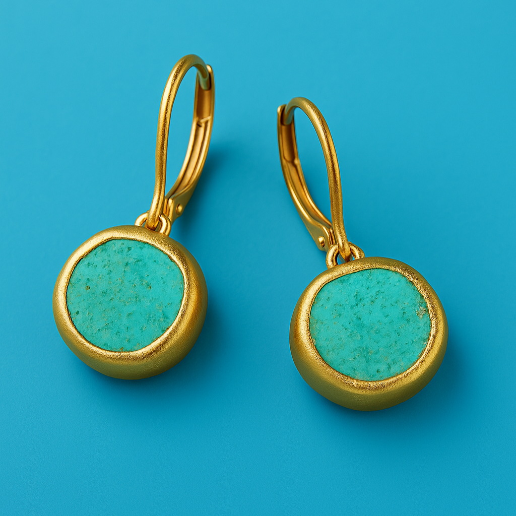 Maia – Boucles d'oreilles dorées avec pierre turquoise