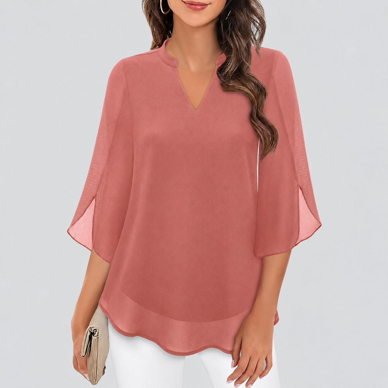 Ella - Blouse légère avec fentes frappantes aux manches