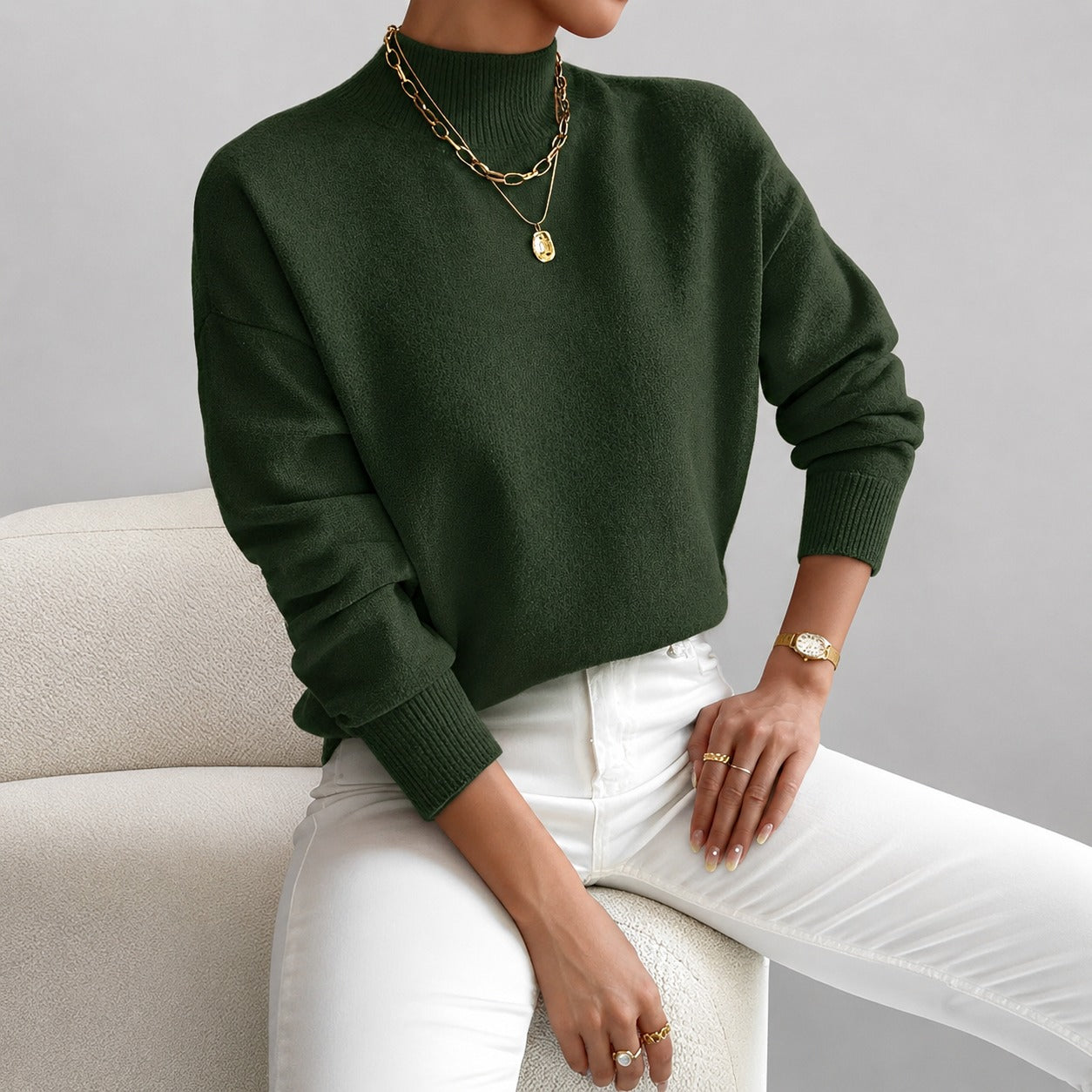 Roxana - Pull élégant à col mi-haut pour femme