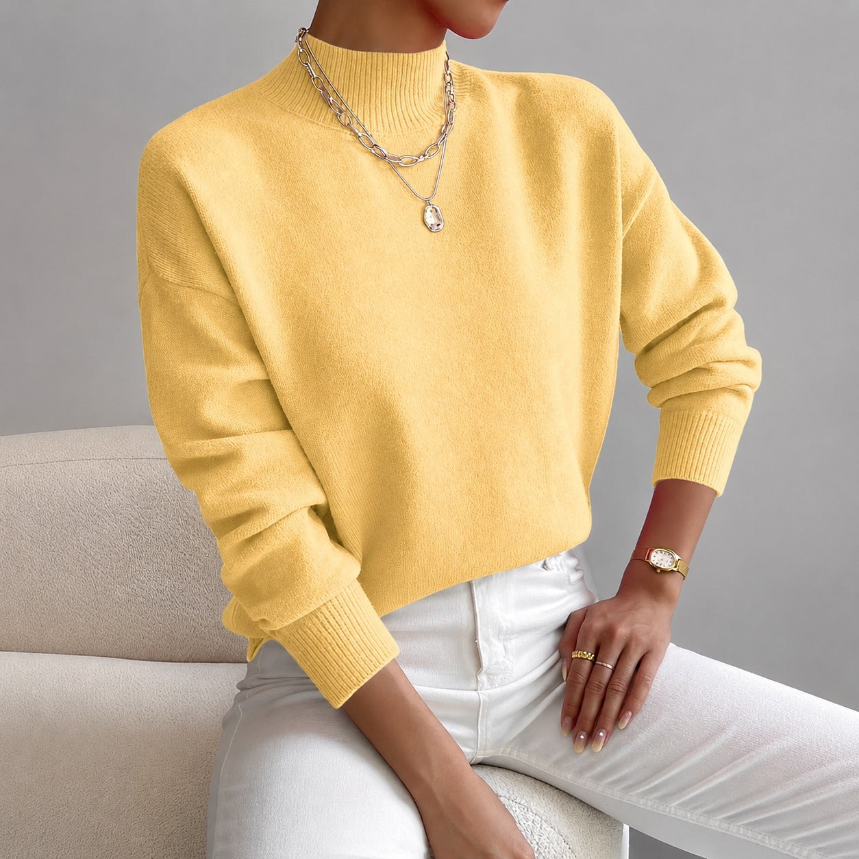 Roxana - Pull élégant à col mi-haut pour femme
