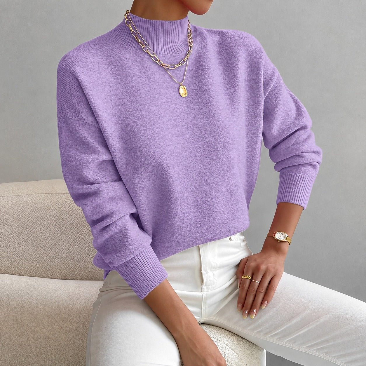 Roxana - Pull élégant à col mi-haut pour femme