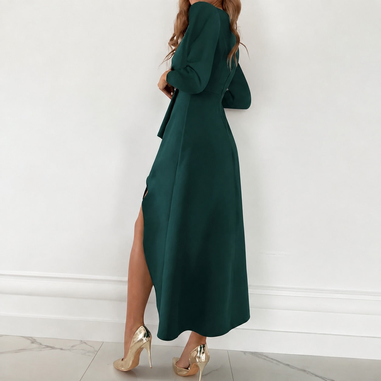 Shannon - Robe élégante à manches longues plissées