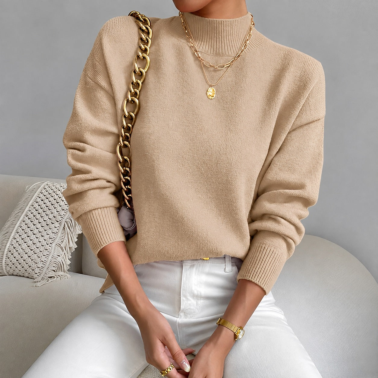 Roxana - Pull élégant à col mi-haut pour femme