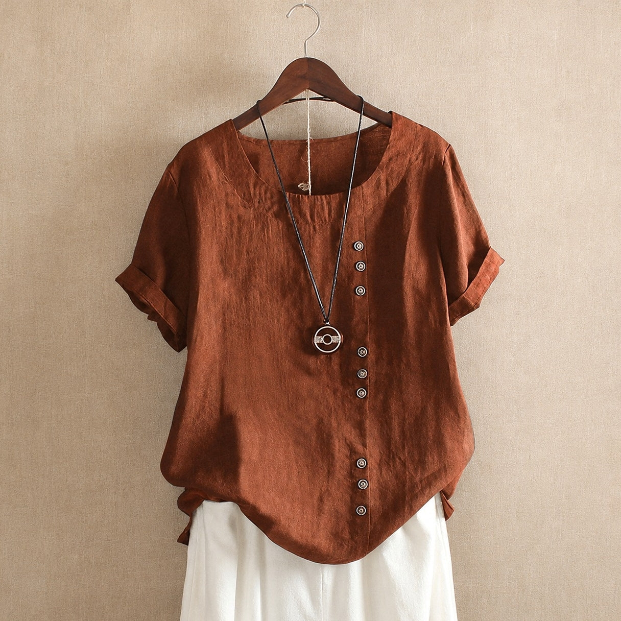 Julianny - Blouse à manches courtes avec boutons