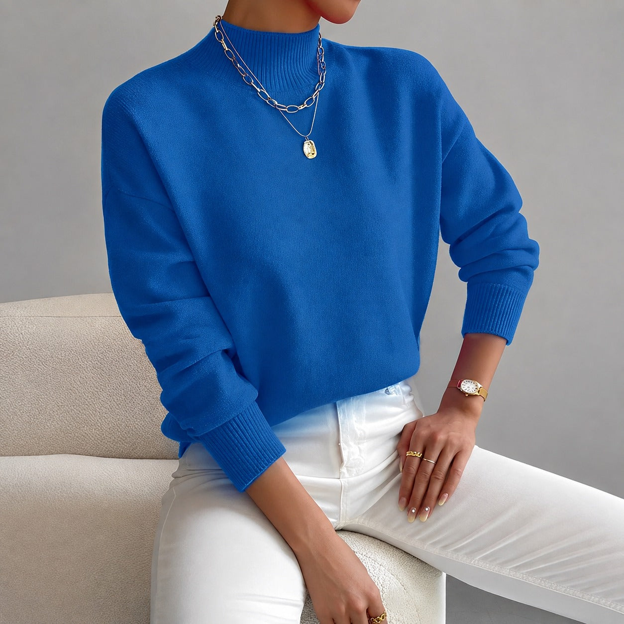 Roxana - Pull élégant à col mi-haut pour femme