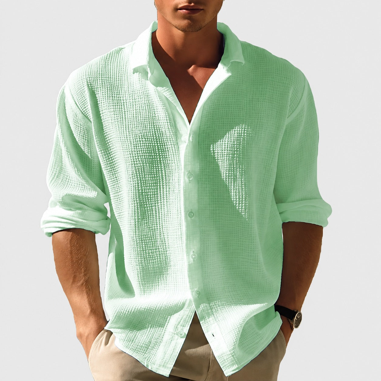 Kelvin - Chemise d'été pour hommes, légère et décontractée à boutons