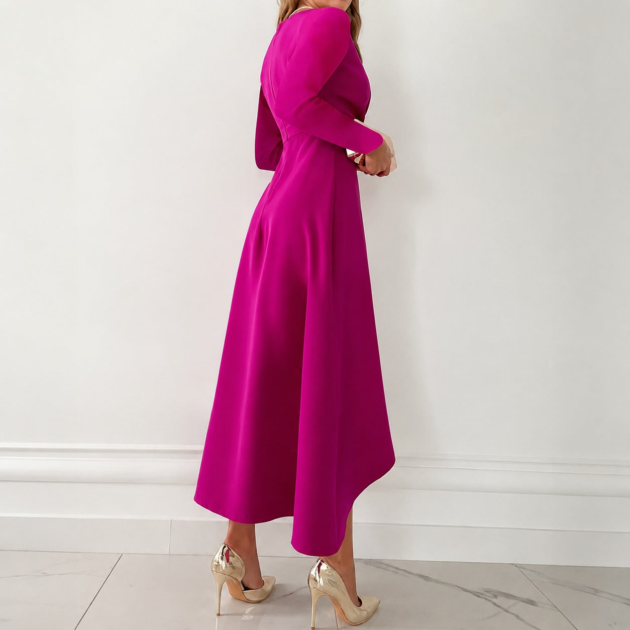 Shannon - Robe élégante à manches longues plissées