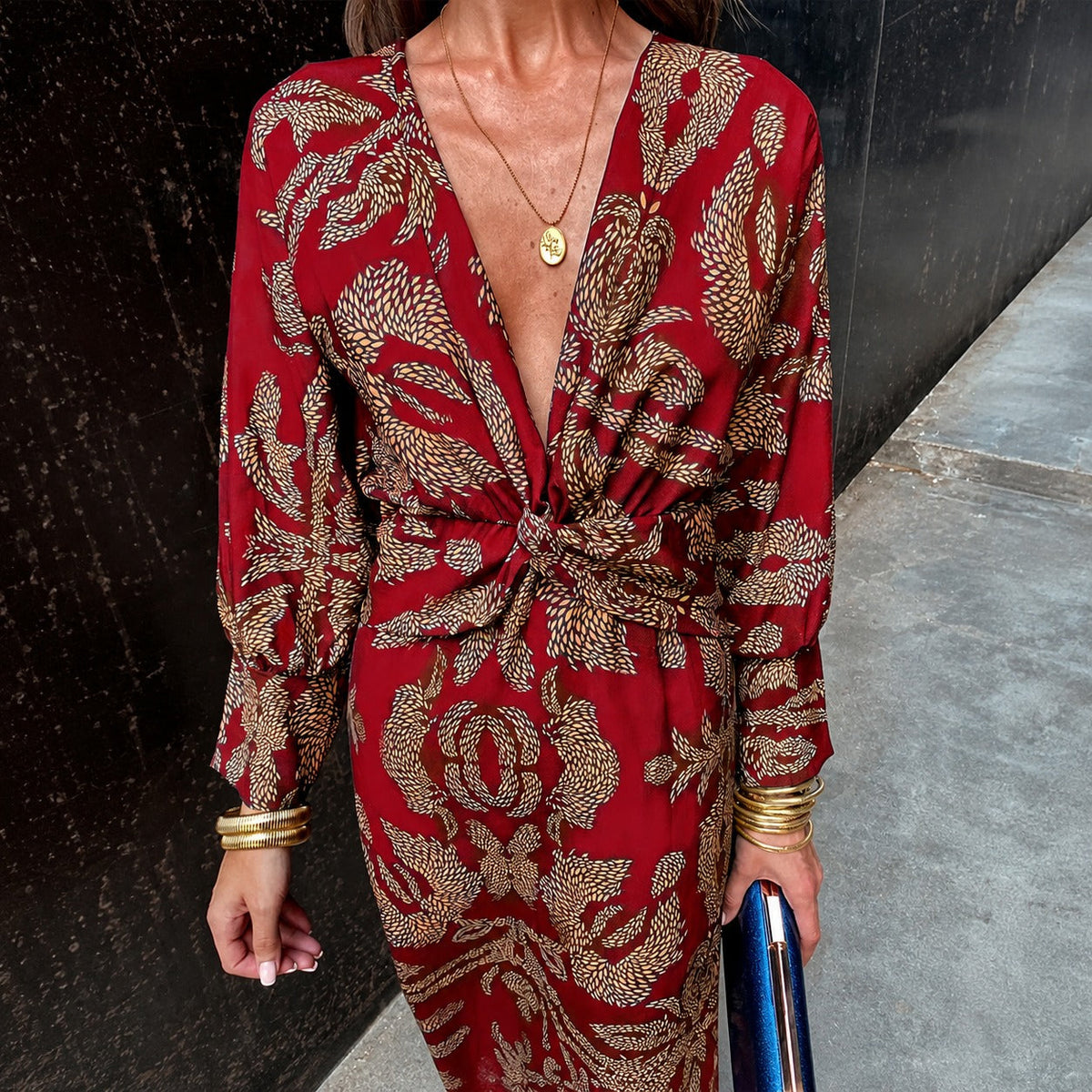 Grace - Robe élégante à motif floral avec nœud