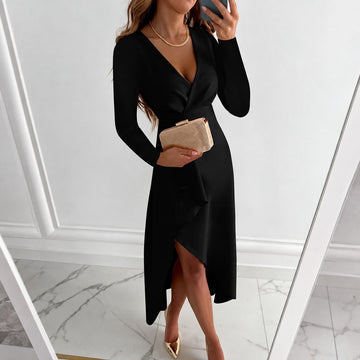 Shannon - Robe élégante à manches longues plissées